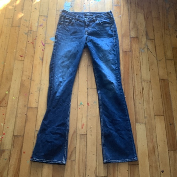 Y2K low rise Silver Jeans Women's Dark Blue Boot flare Cut Jeans - Picture 5 of 6